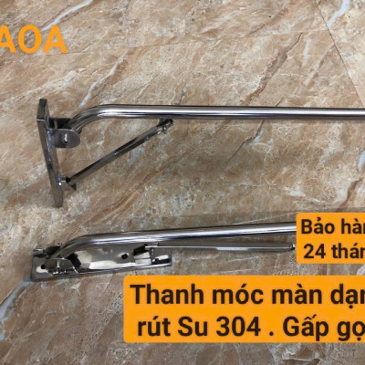 Thanh móc màn gấp gọn dạng rút SU304. 1 bộ ( 2 cái ) BH 24 THÁNG