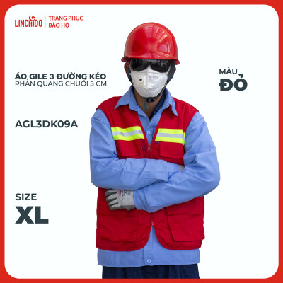 Áo Gile Kỹ Sư, Giám Sát Công Trình, Bảo Hộ Lao Động, 3 Đường Kéo, 6 Túi - Mã AGL3DK09A