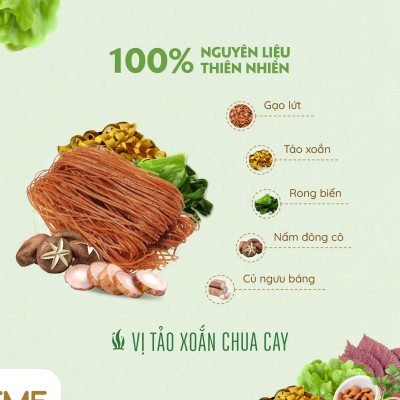 Thùng 12 bún tảo xoắn + 12 bún rau củ gạo lứt ăn liền NGON & THON eatclean giảm cân TÂM MINH FOODS