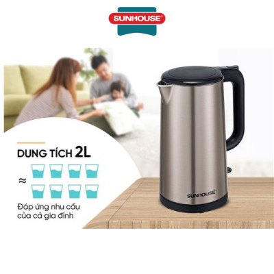 Ấm siêu tốc Inox 2 lớp 2L Sunhouse SHD1396 - Hàng Chính Hãng