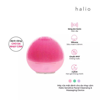 Máy rửa mặt dành cho da nhạy cảm Halio Sensitive Facial Cleansing & Massaging Device baby pink Limited Edition