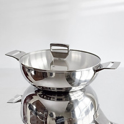 Chảo lẩu inox 316 đúc liền khối Hàn Quốc CIC6620 size 26cm kèm vung kính