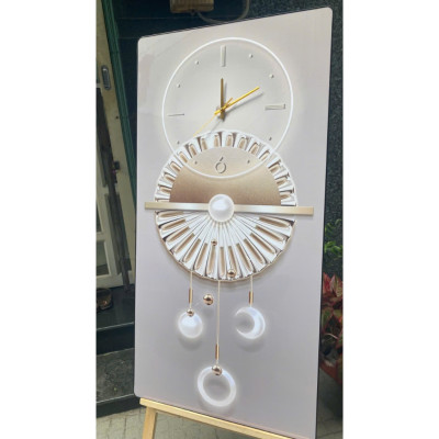 (ẢNH THẬT) Tranh đồng hồ treo tráng gương họa tiết sang trọng 6 trang trí phòng khách, quà tân gia