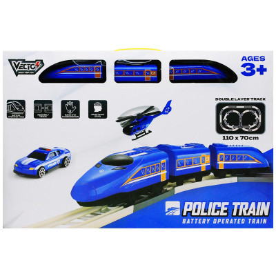 Đổ Chơi Lắp Ráp Đường Ray Và Tàu Cảnh Sát Chạy Pin - Police Train Battery Operated Train - Vecto VT262810