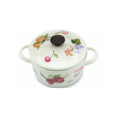 Nồi tráng men hoa văn trái cây 1.6 lít Fujihoro FRV-16W (16cm) - Phân phối bởi ABMA VN Showroom 77 Đoàn Như Hài, P13, Q4, TPHCM