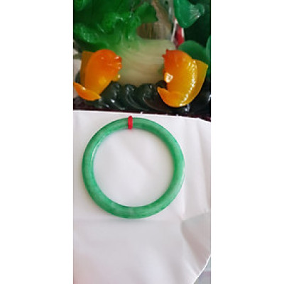 Vòng cẩm thạch Mới Đ Lý 54mm x cọng 7mm Màu xanh ngọc đậm đậu đẹp xinh xắn Nữ mệnh Mộc mệnh Hỏa mệnh Thủy 53kg - 60kg đeo đẹp ạ