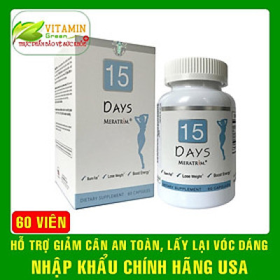 Viên uống giảm cân an toàn 15 Days Meratrim 60 viên hỗ trợ giảm béo từ thảo dược thiên nhiên | Nhập khẩu chính hãng Mỹ