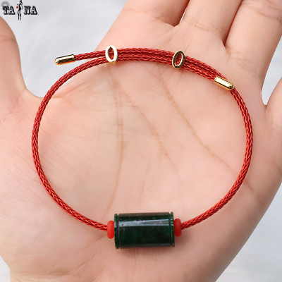 Vòng tay cáp đỏ lu thống cẩm thạch sơn thủy thiên nhiên