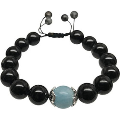 Vòng Đá Mala Thạch Anh Tóc Đen Aquamarine Ngọc Quý Gemstones TA047