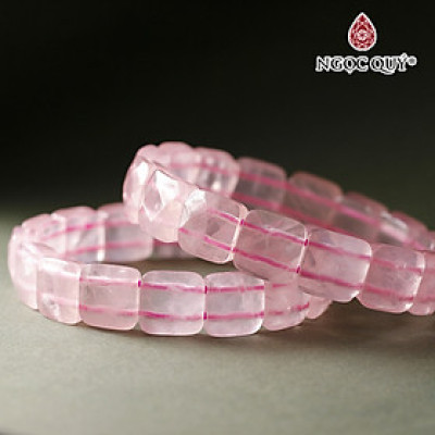 Vòng bản thạch anh hồng hạt 12x11mm mệnh hỏa, thổ - Ngọc Quý Gemstones