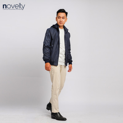 Áo jacket nam in chìm nón rời Novelty xanh đen 2203172