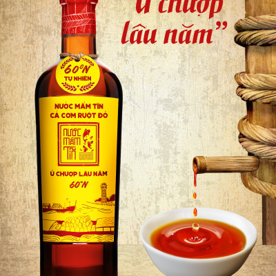 Đặc Sản Phan Thiết - [Cá Vàng - 60N - 500Ml] Nước Mắm Tĩn Cá Cơm Ruột Đỏ Độ Đạm 60N Chai Thuỷ Tinh 500Ml Nước Mắm Truyền Thống Sạch