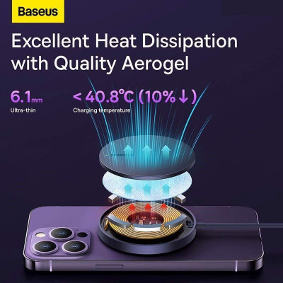Đế sạc không dây Baseus Simple Mini3 Magnetic Wireless Charger 15W (CCJJ040012)- hàng chính hãng