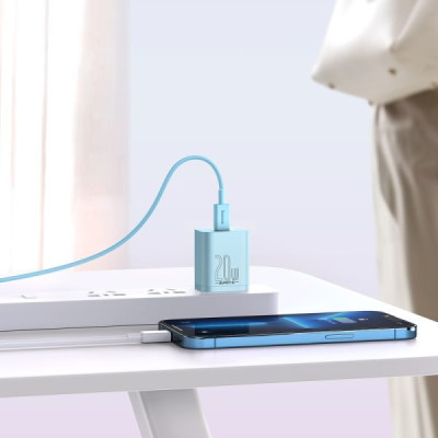 Cốc sạc 20W Baseus Super Si chân dẹt 1 cổng Type-C thiết kế nhỏ gọn - Hàng chính hãng