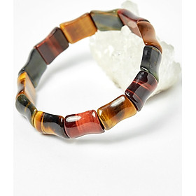 Vòng thạch anh mắt hổ tam tài bản đốt trúc 15x13mm - Ngọc Quý Gemstones