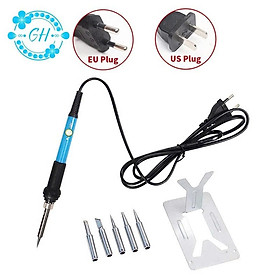Bộ Mỏ Hàn Thiếc 60W Có Điều Chỉnh Nhiệt – Kèm 5 Mũi Hàn + Đế Gác Tiện Lợi