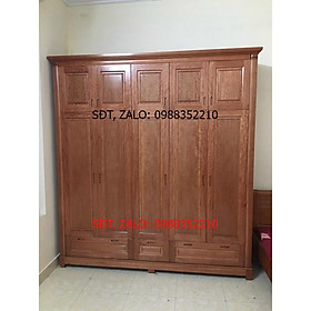 Tủ quần áo xoan đào 5 cánh 2 tầng