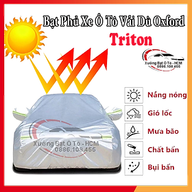 [MITSUBISHI TRITON] Bạt Phủ Ô Tô Vải Dù Oxford, Tráng Nhôm Cao Cấp, Áo Trùm Bảo Vệ Xe MITSUBISHI TRITON, Bạc Phủ Trùm Chống Nóng Chống Mưa, Chống Xước Xe, Bạt Của Xưởng Được May Theo Kích Cỡ Xe, Cam Kết Vừa Xe, Bền Và Đẹp Tới 2 Năm