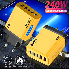 Bộ sạc cao cấp GaN 240W - Sạc siêu nhanh USB 5 cổng PD có đèn LED, Sạc siêu nhanh Type C cho máy tính xách tay, điện thoại và MacBook - miếng lót chuột