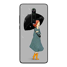 Ốp Lưng in cho Xiaomi Mi 9T Mẫu Cô Gái Che Ô - Hàng Chính Hãng