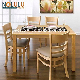 Bộ Bàn Ăn CABIN 4 Ghế Gỗ Tự Nhiên Mặt Bàn Verneer Sồi -TN