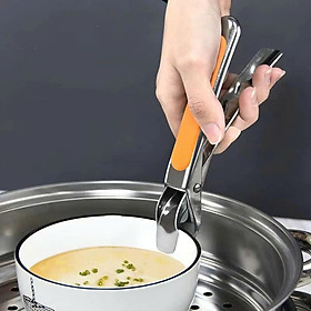 Dụng cụ kẹp gắp đồ nóng inox 304 với mút silicon chống trơn trượt MÀU CAM