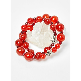 Cặp Vòng Chuỗi Mân Côi Mẹ Và Bé Đá Mã Não Đỏ Ni 52, Ni 40 - Ngọc Quý Gemstones