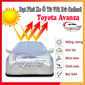 [TOYOTA AVANZA] Bạt Phủ Ô Tô Vải Dù Oxford, Tráng Nhôm Cao Cấp, Áo Trùm Bảo Vệ Xe TOYOTA AVANZA, Bạc Phủ Trùm Chống Nóng Chống Mưa, Chống Xước Xe, Bạt Của Xưởng Được May Theo Kích Cỡ Xe, Cam Kết Vừa Xe, Bền Và Đẹp Tới 2 Năm