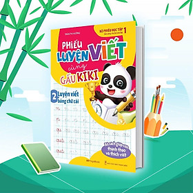 Sách - Phiếu Luyện Viết Cùng Gấu Kiki 2 - Luyện Viết Bảng Chữ Cái - Megabook