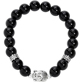 Vòng Đá Obsidian Phối Charm Phật Bạc 925 Ngọc Quý Gemstones VT57