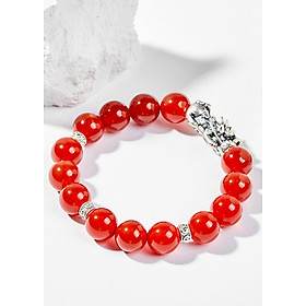 Vòng Tay Phong Thủy Đá Mã Não Đỏ Phối Charm Tỳ Hưu Bạc (10mm) Mệnh Hỏa, Thổ Ngọc Quý Gemstones