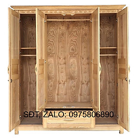 Tủ Áo 4 Cánh Gỗ Sồi Nga Tự Nhiên , tủ đựng quần áo gỗ 1m8