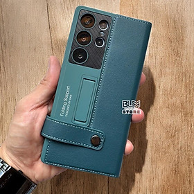 Bao Da Cao Cấp Cho Samsung Galaxy S25 Ultra / S24 Ultra Có Giá Đỡ , Ngăn Để Thẻ , Quai Gài , Bảo Vệ Camera