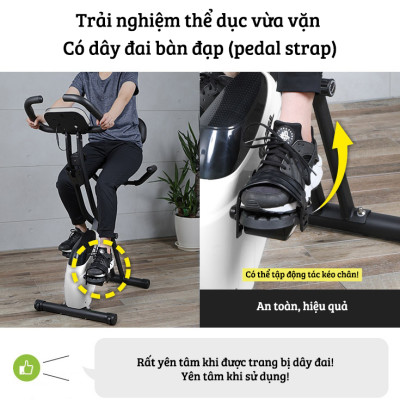 Xe đạp thể thao tại nhà gấp gọn 10 cấp độ kháng lực cảm biến nhịp tim hoạt động êm ái tải trọng 120kg