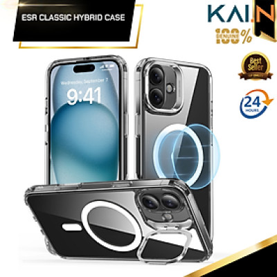 Ốp Lưng ESR Dành Cho iPhone 16/ iPhone 16 Plus, ESR Classic Hybrid Case with Stash Stand (HaloLock), sạc từ tính_ Hàng chính hãng