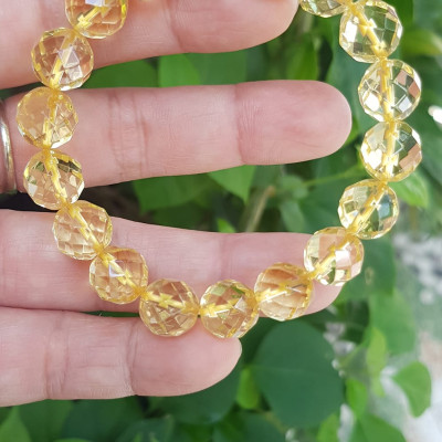 ️️Vòng tay phong thủy nữ đá thạch anh Vàng giác tự nhiên size vòng 10mm vòng màu vàng đẹp hợp nữ mệnh kim thổ thuỷ ạ