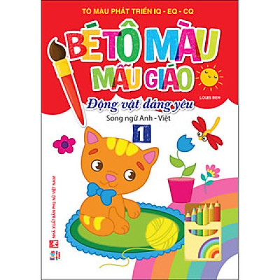 Bé tô màu mẫu giáo - Động vật đáng yêu- Song ngữ Anh Việt