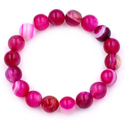 [Mệnh Hỏa, Thổ] Vòng Tay Chuỗi Hạt Đá Mã Não Hồng Sọc 10 Ly 18 Hạt