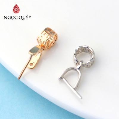 Combo 2 cái charm bạc khoen móc mặt phật, mặt tỳ hưu hình kim tiền mạ hồng - Ngọc Quý Gemstones