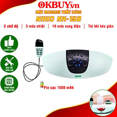 Máy Massage Lưng Và Thắt Lưng Nikio NK-158 - Công Nghệ Mát Xa Cải Tiến 4in1: Nhiệt Nóng, Xung Điện, Rung, Túi Khí - Hỗ Trợ Điều Trị Thoát Vị Đĩa Đệm, Thoái Hóa, Đau Cột Sống Lưng - Dòng Không Dây Pin Sạc, Có Remote Điều Khiển