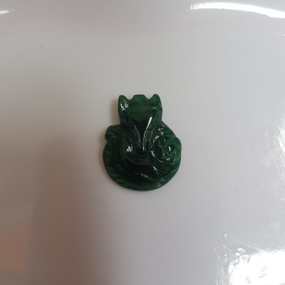 Mặt dây chuyền Hồ Ly xanh đậm bóng đẹp Size 19mmx Ngang 16mm x Sâu 4mm Chất liệu đá cẩm thạch tự nhiên xanh đậm nữ bọc vàng lên đeo đẹp sang ạ