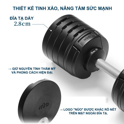 Nuobell - Tạ dumbbells 40Kg Điều Chỉnh 20 Mức – Tay Cầm Khắc Vân, Phù Hợp Gym, Tập Luyện Tại Nhà