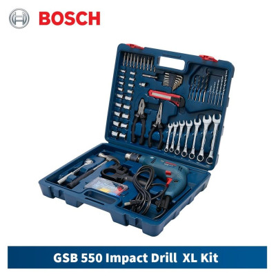 MÁY KHOAN ĐỘNG LỰC 550W 13MM BOSCH GSB 550 (BỘ SET VALY 122 MÓN PHỤ KIỆN XL) - HÀNG CHÍNH HÃNG