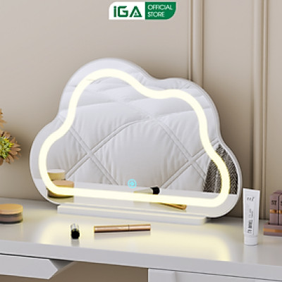 Gương đèn LED để bàn trang điểm hình đám mây xinh decor phòng thương hiệu IGA - GP403