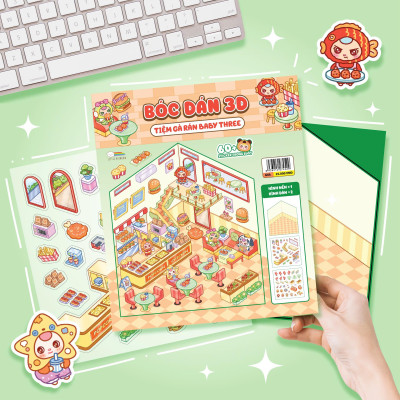 Sách - Bóc Dán 3D - Tiệm Gà Rán Baby Three