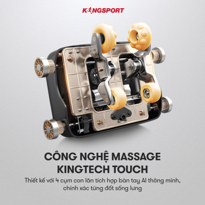 Ghế massage KINGSPORT Standard G4 con lăn di chuyển cổ vai, thiết kế hiện đại 2024, túi khí massage tay dài