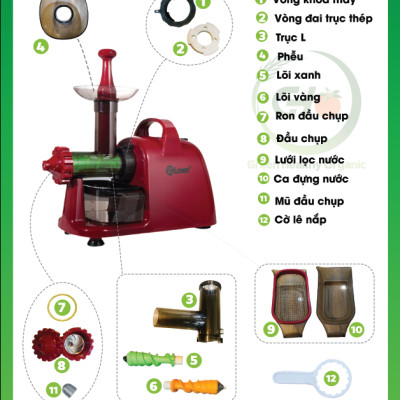 Máy ép trái cây hoa quả tốc độ chậm LEXEN - Hàng Nhập Khẩu