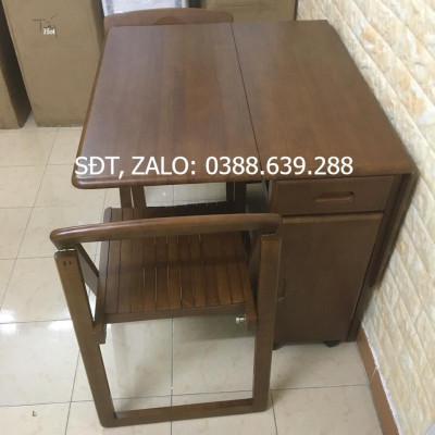 Bàn Ăn Gỗ Sồi gấp gọn 1m4-1m2 Tự Nhiên Chưa bao gồm ghế - Chịu Lực 200kg - Chống Mối Mọt