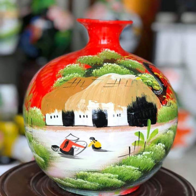 Bình cắm hoa hình tỏi gốm sứ Bát Tràng 