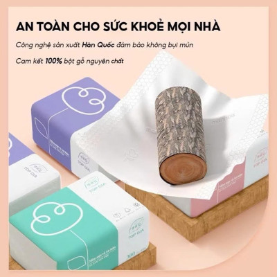 Thùng 30 gói giấy ăn rút Topgia 3 màu cao cấp 4 lớp dày dặn, mềm mịn